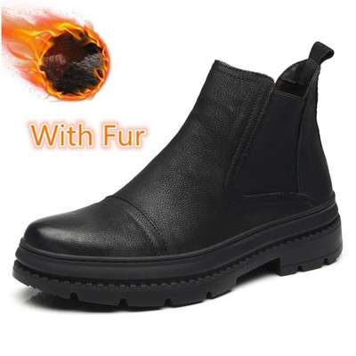 Pánske zimné topánky 2022, pánske chelsea čižmy, motocyklové kožené členkové čižmy, pánska obuv, outdoorové nepremokavé brogue topánky