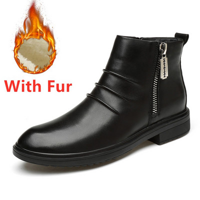 Pantofi pentru bărbați Cizme din pentru bărbați Cizme cu fermoar lateral la modă Botine la gleznă Dimensiune mare 36-47 Cizme pentru motociclete pentru bărbați Pantofi ocazionali