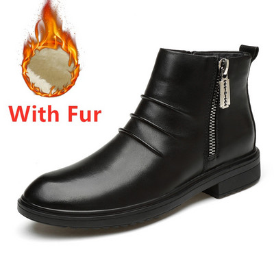 Pantofi pentru bărbați Cizme din pentru bărbați Cizme cu fermoar lateral la modă Botine la gleznă Dimensiune mare 36-47 Cizme pentru motociclete pentru bărbați Pantofi ocazionali