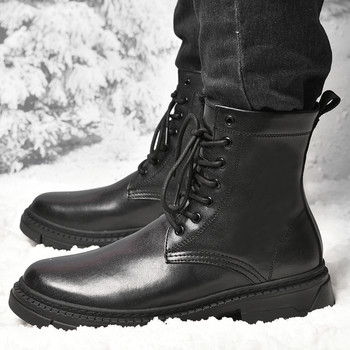 2022 Мъжки обувки Боти до глезена Мъжки модни ежедневни кожени ботуши Мъжки обувки в стил пънк Зимни обувки на платформа Снежни ботуши Мотоциклетни ботуши