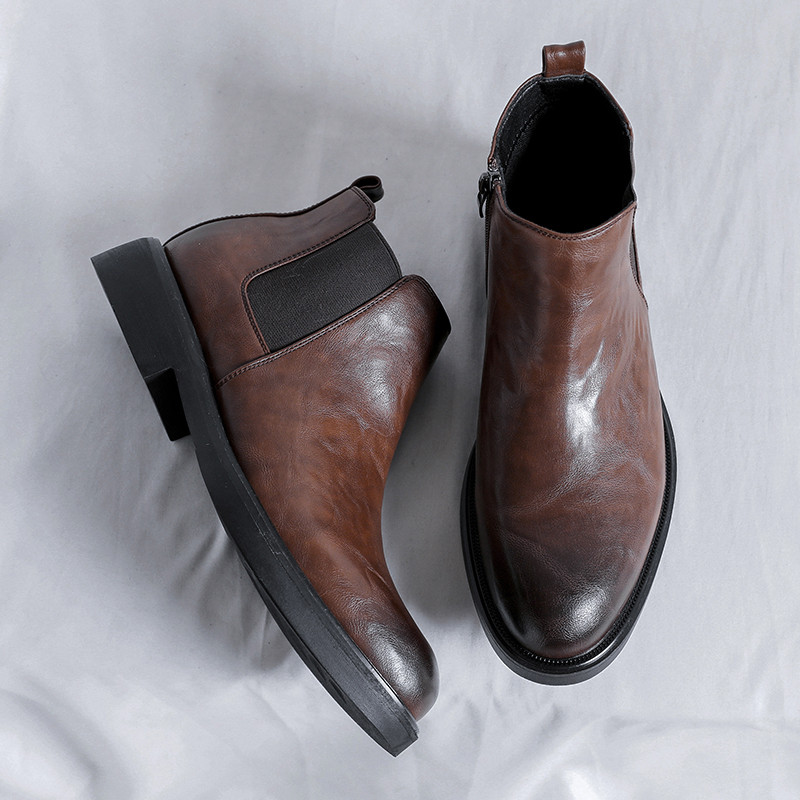 Muške Chelsea čizme s patentnim zatvaračem s strane Britanski stil Gležnjače Punk stil Muške motociklističke čizme Svestrana neklizajuća muška ležerna obuća