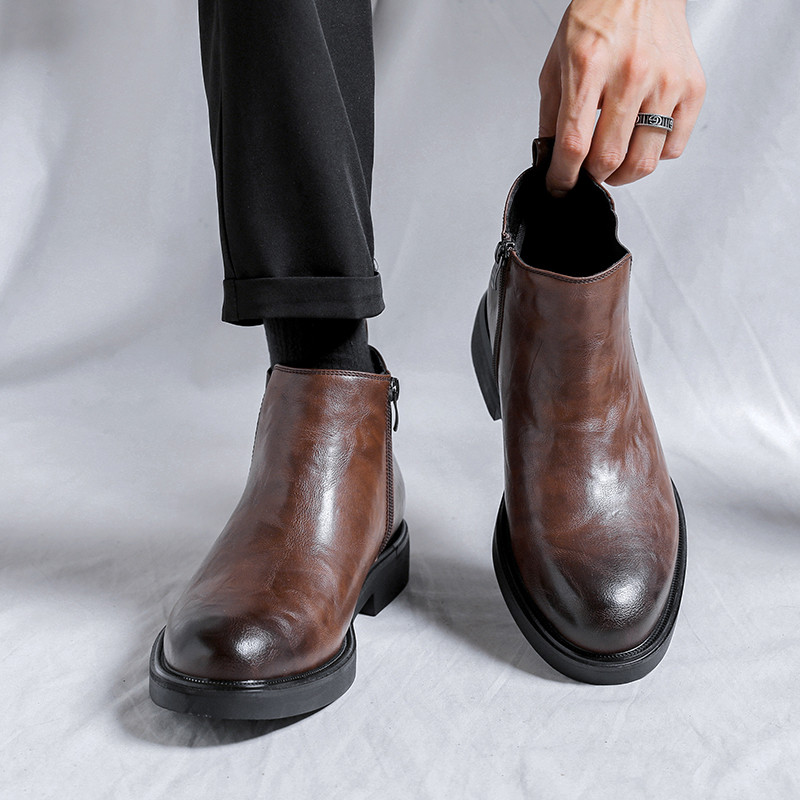 Muške Chelsea čizme s patentnim zatvaračem s strane Britanski stil Gležnjače Punk stil Muške motociklističke čizme Svestrana neklizajuća muška ležerna obuća