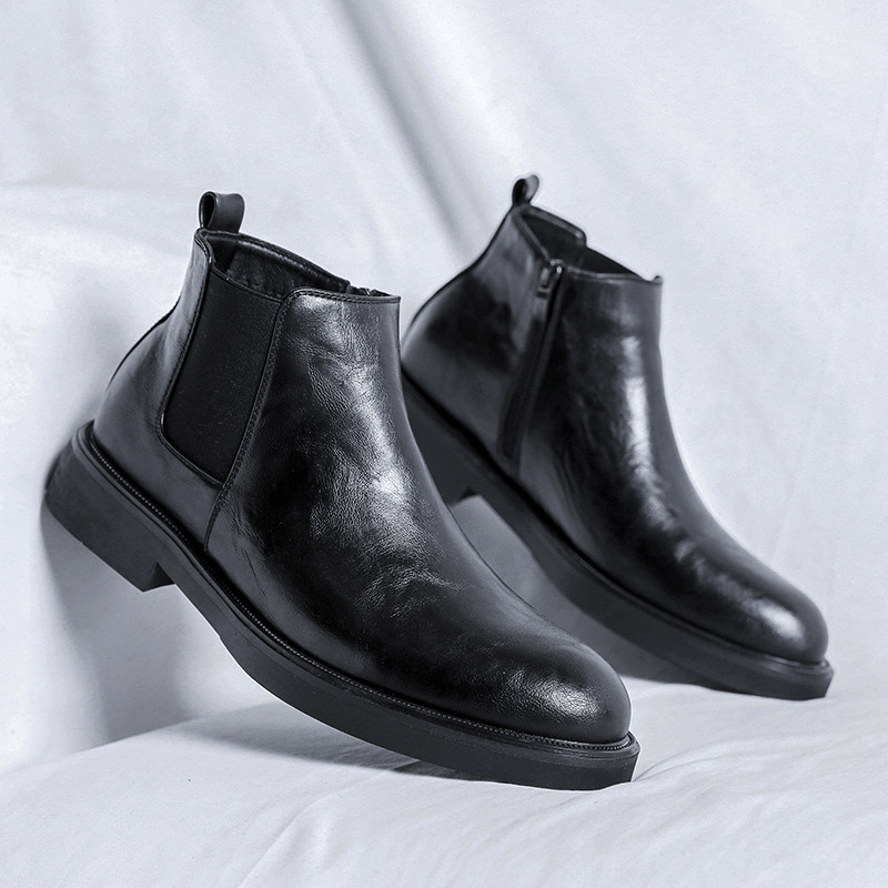 Muške Chelsea čizme s patentnim zatvaračem s strane Britanski stil Gležnjače Punk stil Muške motociklističke čizme Svestrana neklizajuća muška ležerna obuća