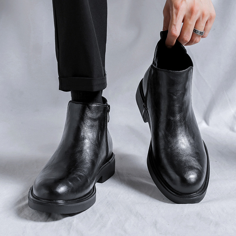 Muške Chelsea čizme s patentnim zatvaračem s strane Britanski stil Gležnjače Punk stil Muške motociklističke čizme Svestrana neklizajuća muška ležerna obuća