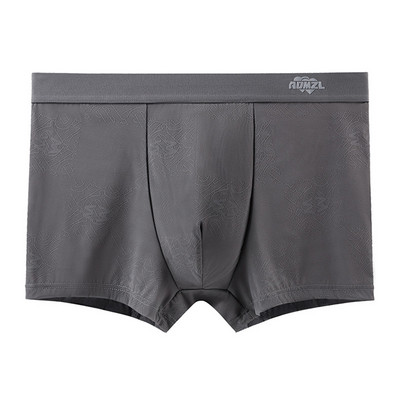 Lenjerie pentru bărbați U Convex Bulge Pouch Slip boxer din mătase de gheață Jacquard Chiloți moi Trunchi Pantaloni scurti elastic Pantaloni intim pentru somn