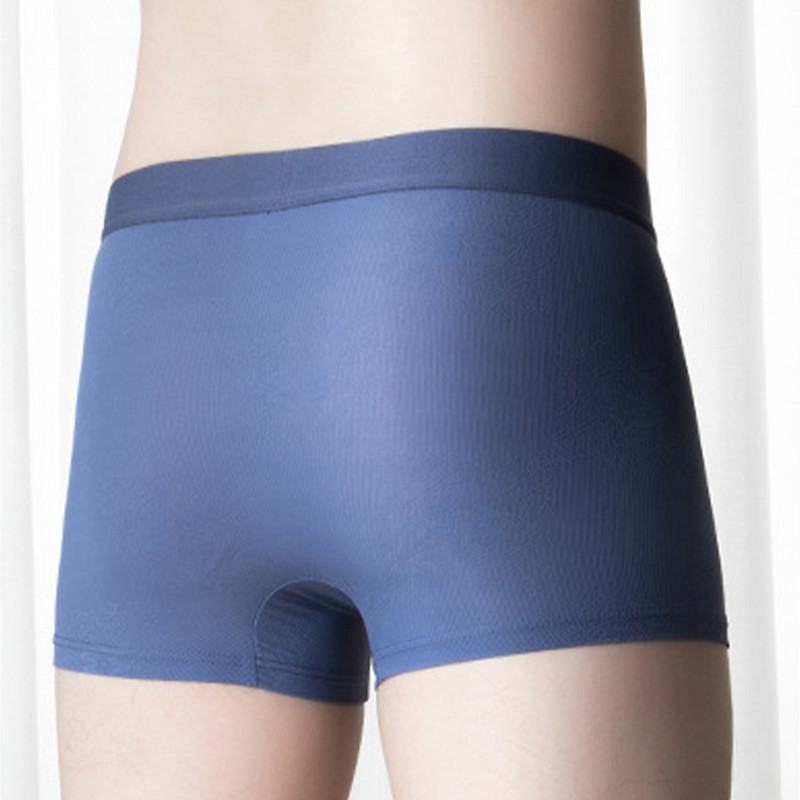 Lenjerie pentru bărbați U Convex Bulge Pouch Slip boxer din mătase de gheață Jacquard Chiloți moi Trunchi Pantaloni scurti elastic Pantaloni intim pentru somn