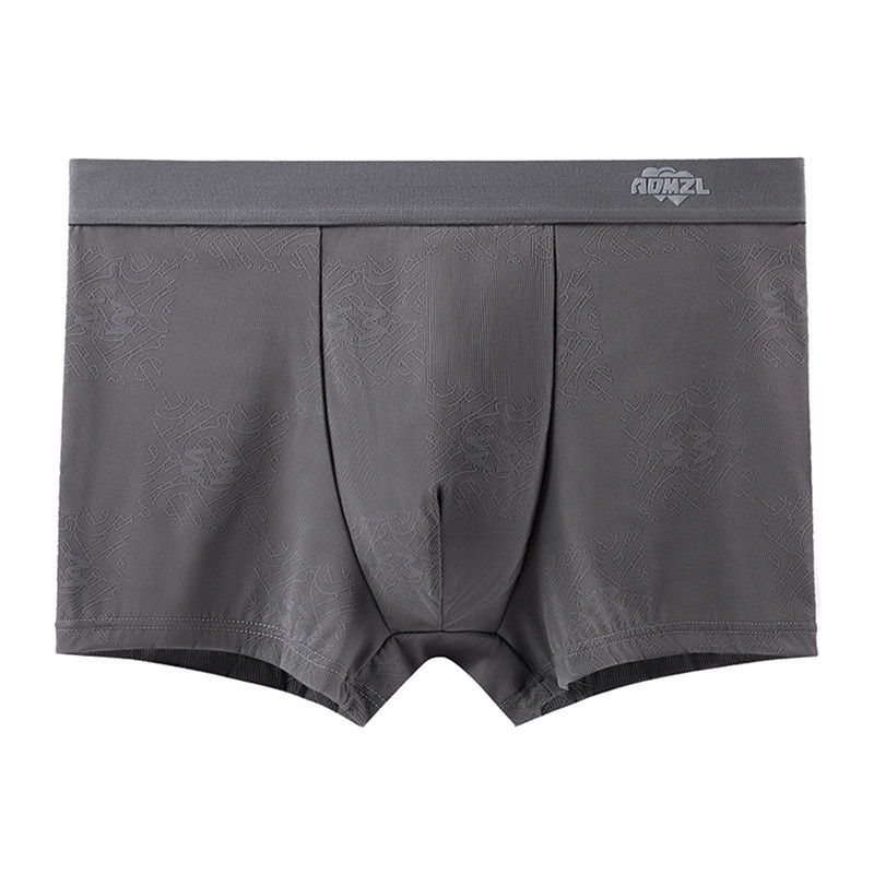 Lenjerie pentru bărbați U Convex Bulge Pouch Slip boxer din mătase de gheață Jacquard Chiloți moi Trunchi Pantaloni scurti elastic Pantaloni intim pentru somn