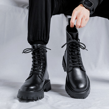 Ανδρικές μπότες μοτοσυκλέτας νέας σχεδίασης Μαύρες Βασικές μπότες εξωτερικού χώρου Μόδα ψηλά πανκ παπούτσια ανδρικά casual δερμάτινα Street Style Ankle Botas