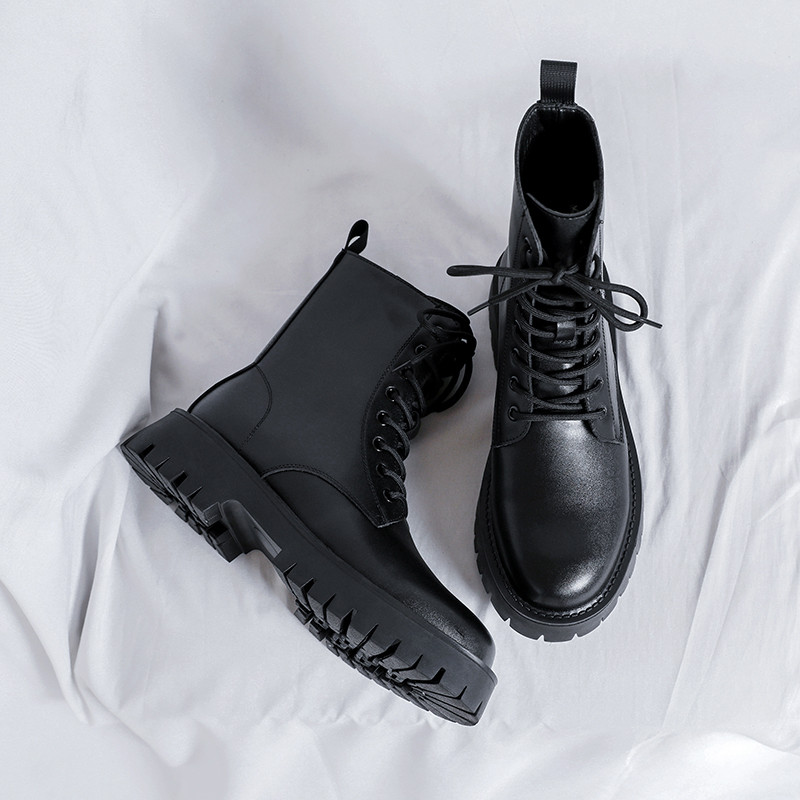 Nou Design Bărbați Cizme Motociclete Negru Exterior Cizme Basic Fashion High Top Punk Pantofi Bărbați Casual Piele Street Style Glezna Botas