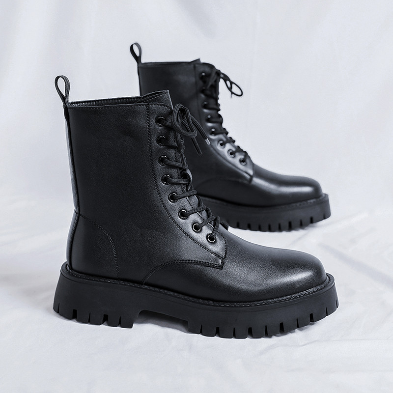 Nou Design Bărbați Cizme Motociclete Negru Exterior Cizme Basic Fashion High Top Punk Pantofi Bărbați Casual Piele Street Style Glezna Botas