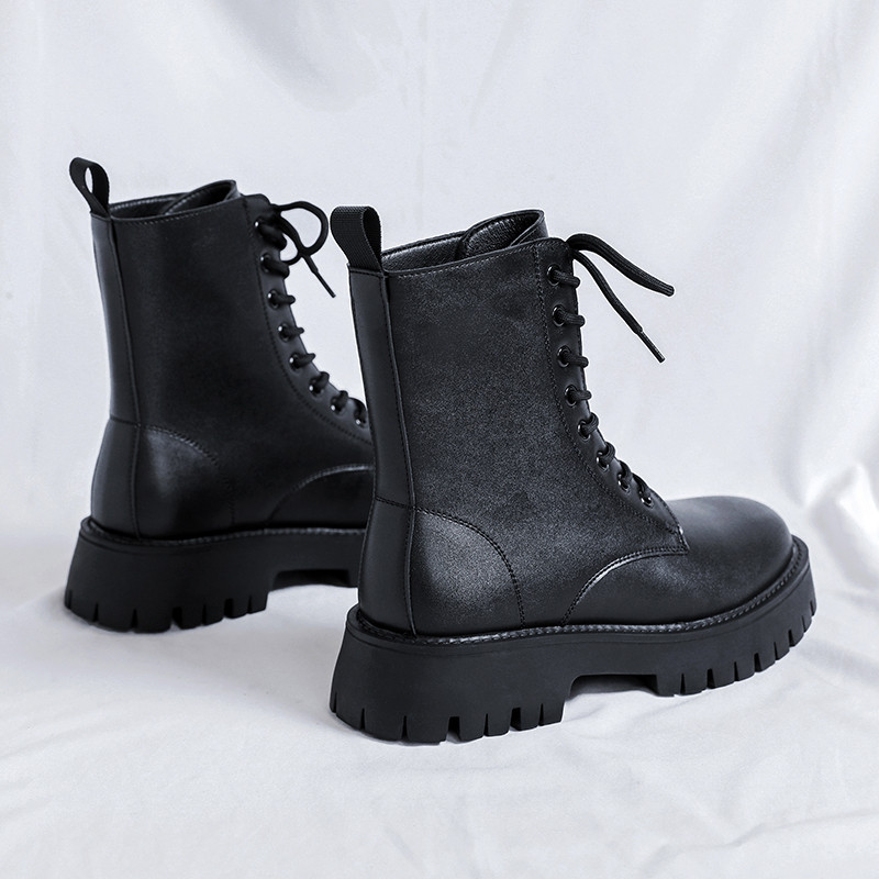 Nou Design Bărbați Cizme Motociclete Negru Exterior Cizme Basic Fashion High Top Punk Pantofi Bărbați Casual Piele Street Style Glezna Botas