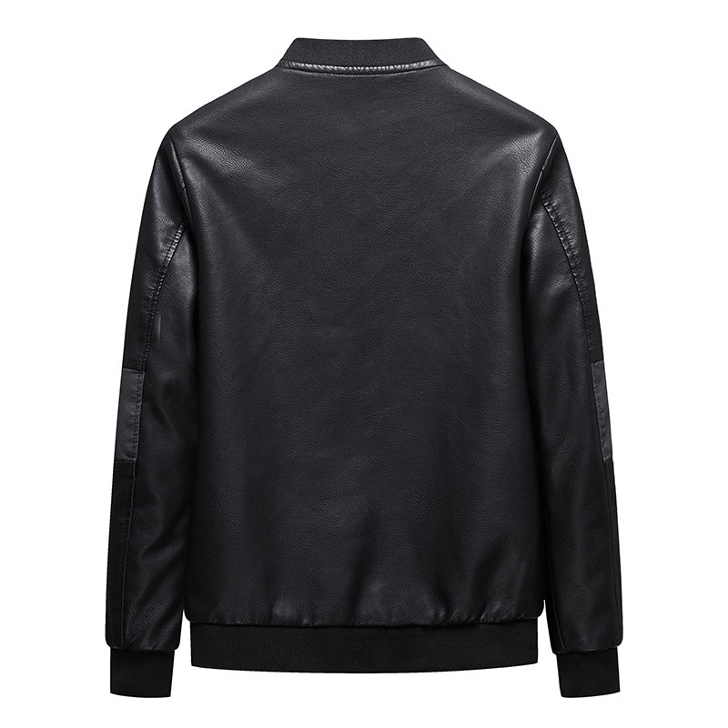 Ανδρικό δερμάτινο μπουφάν Patchwork Μπουφάν μοτοσικλέτας Δερμάτινο μπουφάν μόδας Rider Zip Jacket Casual Street Windbreaker 6XL 8XL