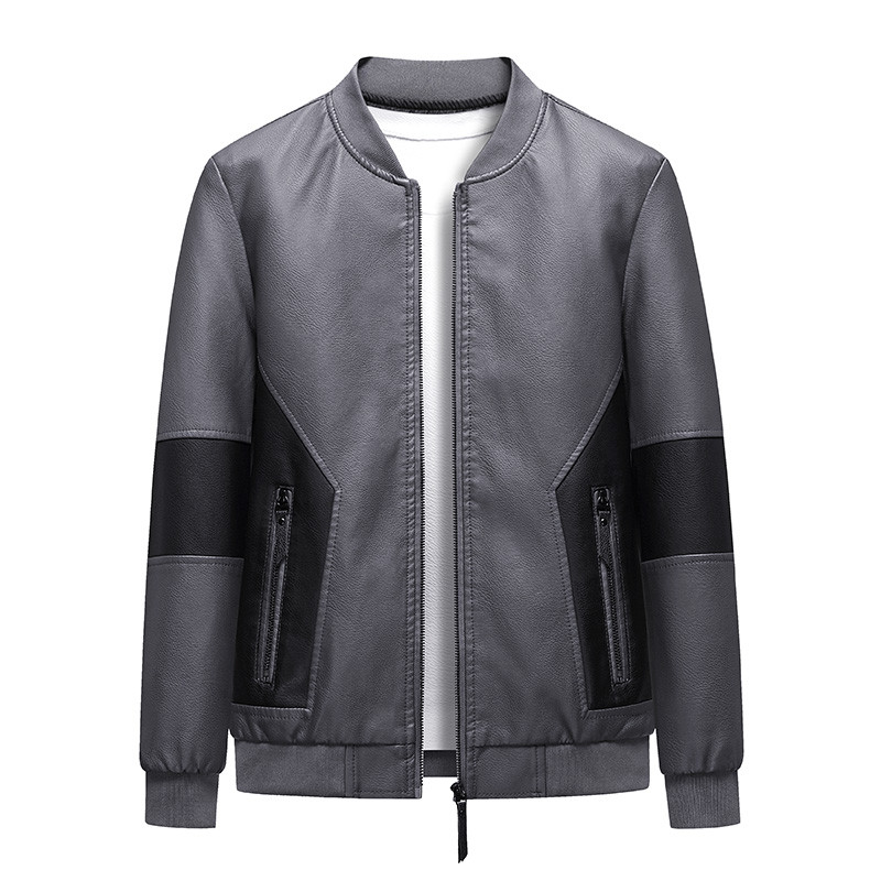 Ανδρικό δερμάτινο μπουφάν Patchwork Μπουφάν μοτοσικλέτας Δερμάτινο μπουφάν μόδας Rider Zip Jacket Casual Street Windbreaker 6XL 8XL