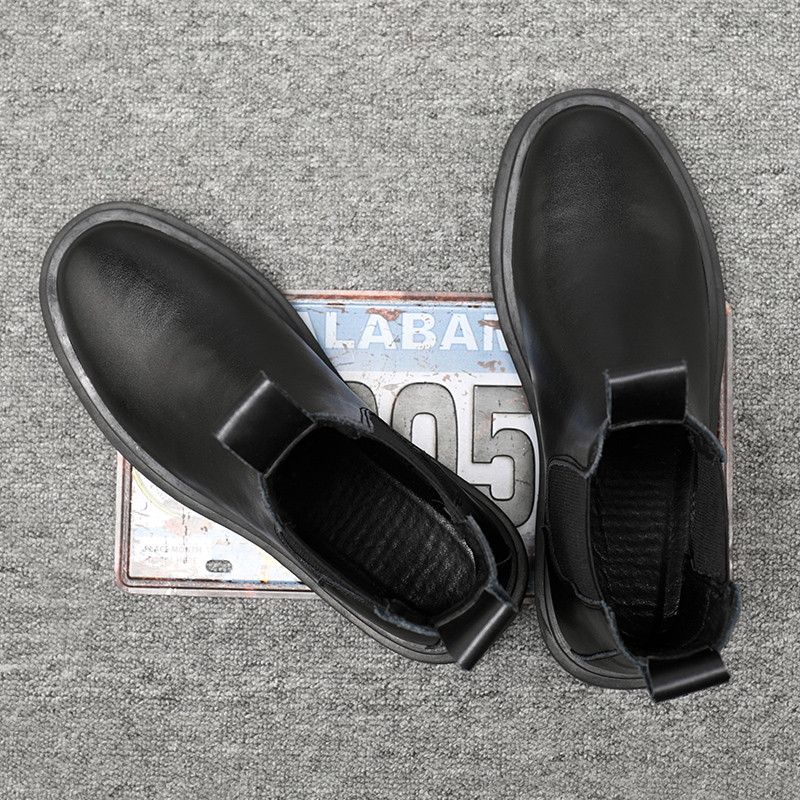 Nové jesenné Chelsea čižmy, členkové čižmy v britskom štýle, vysoké ležérne kožené motocyklové vojenské čižmy pre mužov, kožené spoločenské topánky