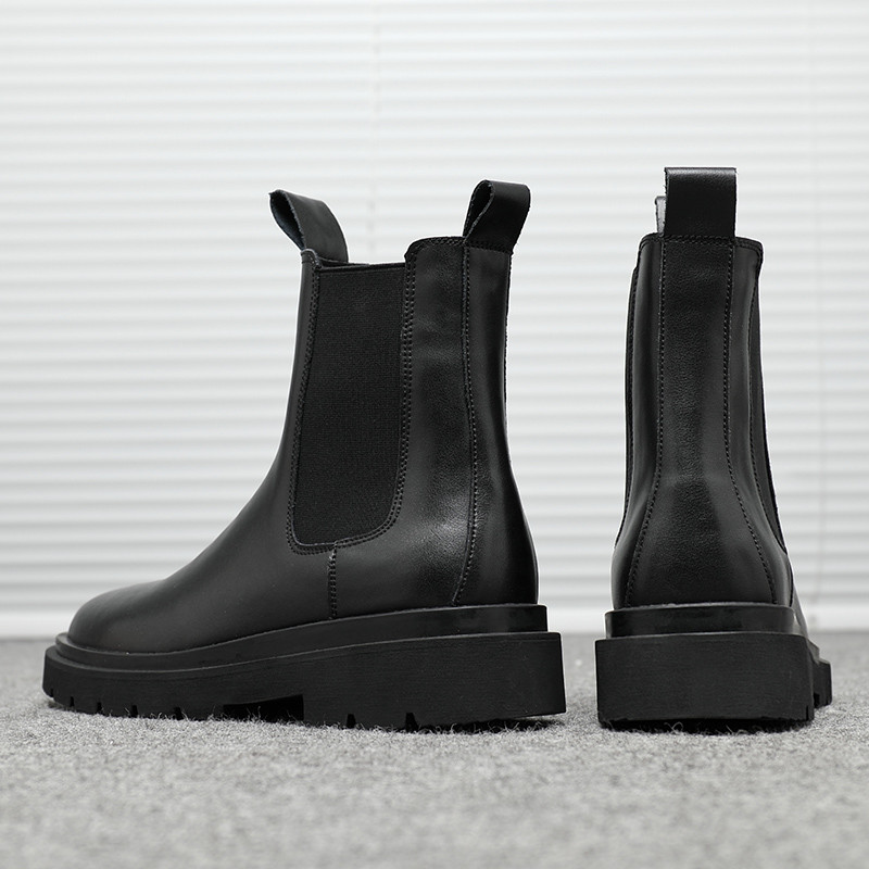 Nové jesenné Chelsea čižmy, členkové čižmy v britskom štýle, vysoké ležérne kožené motocyklové vojenské čižmy pre mužov, kožené spoločenské topánky