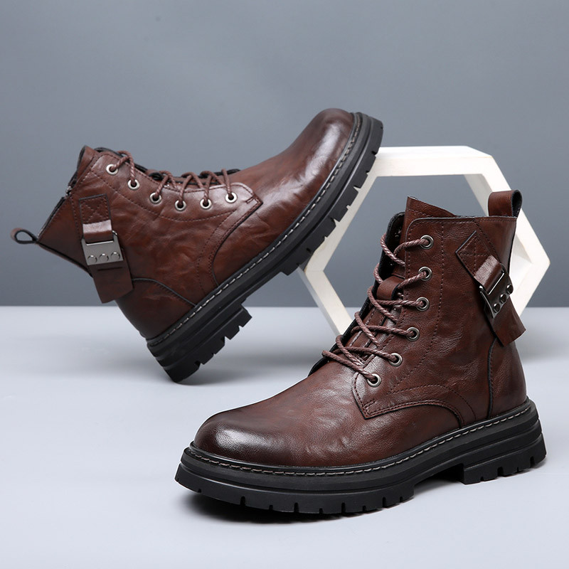 Muške gležnjače u britanskom stilu Udobne kožne muške zimske cipele za snijeg Retro motorističke čizme s patentnim zatvaračem sa strane Chelsea modne muške cipele