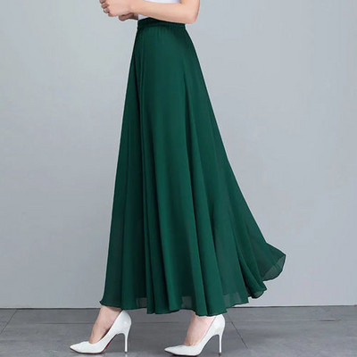 Νέες καλοκαιρινές φούστες σιφόν συν μεγέθη Ολόσωμη φούστα Ψηλόμεση Κομψή φούστα χορού Ροζ Μαύρο Κόκκινο Μπλε Ναυτικό Λευκές μακριές φούστες