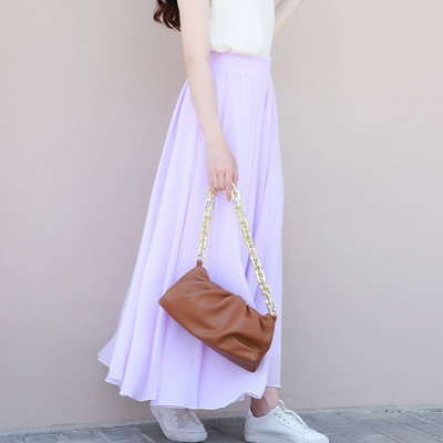 Νέες καλοκαιρινές φούστες σιφόν συν μεγέθη Ολόσωμη φούστα Ψηλόμεση Κομψή φούστα χορού Ροζ Μαύρο Κόκκινο Μπλε Ναυτικό Λευκές μακριές φούστες