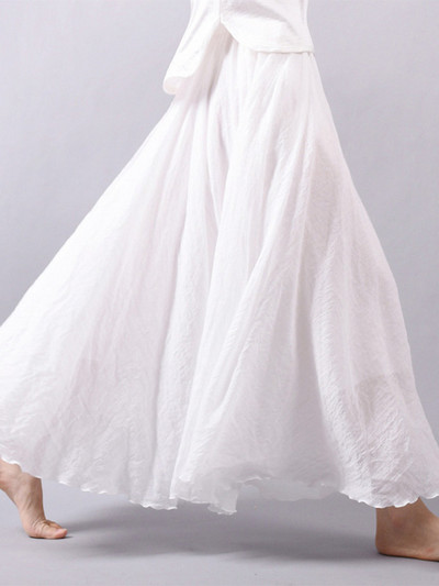 Fuste lungi din bumbac din in 2020 Fuste lungi cu talie elastică Fuste maxi plisate Plajă Boho Vintage Fuste de vară Faldas Saia