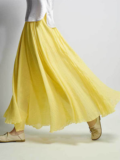 Fuste lungi din bumbac din in 2020 Fuste lungi cu talie elastică Fuste maxi plisate Plajă Boho Vintage Fuste de vară Faldas Saia