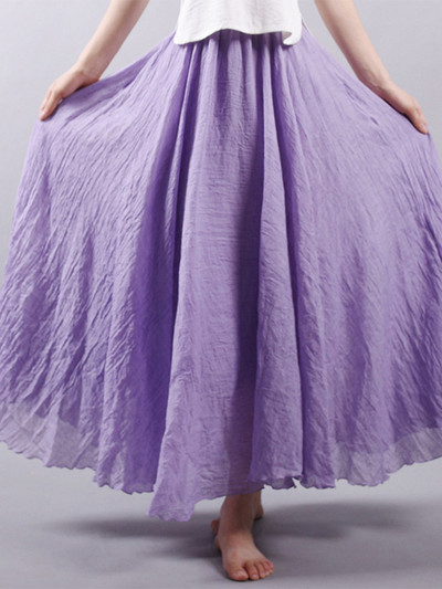 Fuste lungi din bumbac din in 2020 Fuste lungi cu talie elastică Fuste maxi plisate Plajă Boho Vintage Fuste de vară Faldas Saia