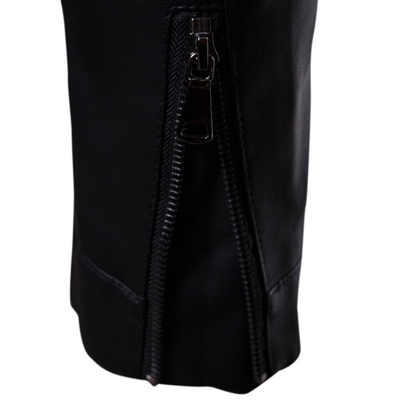 Muška jakna sa stojećim ovratnikom, uska pu kožna jakna, proljeće, jesen, kožna jakna, modni motociklistički kaput, muški motociklistički kožni kaput