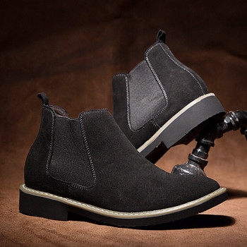 Νέος σχεδιασμός Ανδρικές μπότες Δερμάτινες ανδρικές μπότες Chelsea Υποδήματα αστραγάλου βρετανικού στυλ Ανδρικά παπούτσια ασανσέρ υψηλής ποιότητας Treking Flats