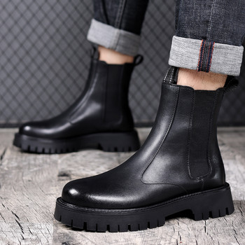 Ανδρικές μπότες Chelsea με ζεστές εκπτώσεις Μόδα, ζεστές βελούδινες γούνινες χειμερινές μπότες για άντρες ψηλά ανδρικά παπούτσια πλατφόρμας Μποτάκια βρετανικού στιλ