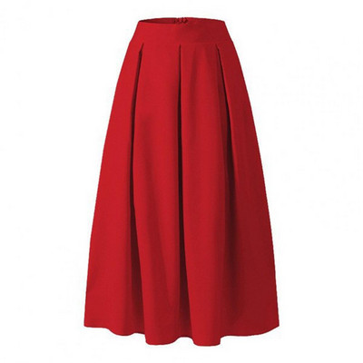 Ženska suknja široke dužine do gležnja Visoki struk Ženska suknja A kroja Jednobojna suknja s džepovima Plisirana jesen proljetna suknja Ženska odjeća