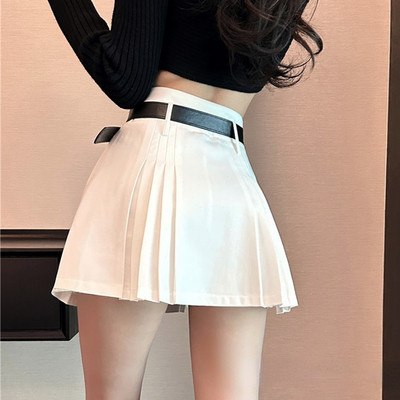 HOUZHOU Elegantna plisirana mini suknja za žene ljeto 2023. Seksi Gyaru pojas visokog struka Jednobojna mikro suknja A-kroja Kratke hlače Korejska moda