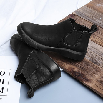 Χειροποίητα ψηλά παπούτσια Chelsea Boots Δερμάτινα Ανδρικά παπούτσια Plus Size 38-47 Slip-on Ανδρικές μπότες casual Winter mens Snow Boots