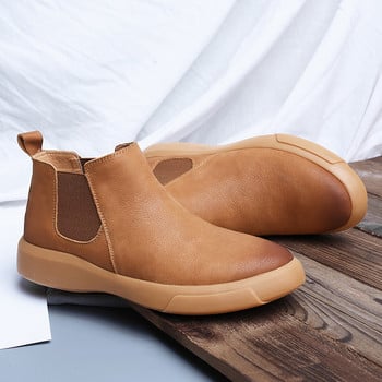 Χειροποίητα ψηλά παπούτσια Chelsea Boots Δερμάτινα Ανδρικά παπούτσια Plus Size 38-47 Slip-on Ανδρικές μπότες casual Winter mens Snow Boots