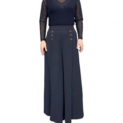 Pantaloni la modă, buzunare, femei, pantaloni cu fustă, top asortat, tesatura moale, pantaloni cu fustă de toamnă