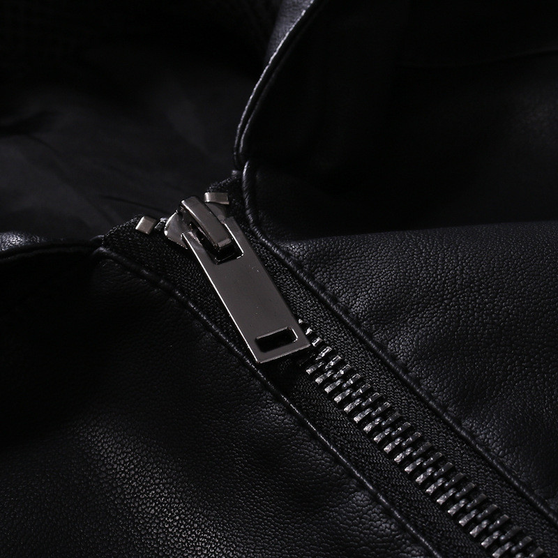 Ανδρικό μπουφάν από συνθετικό δέρμα Εξωτερικά ενδύματα μοτοσικλέτας Μόδα με κουκούλα Pu Moto Biker Μπουφάν Μαύρο λεπτό δερμάτινο παλτό Άντρας συν μέγεθος 5Xl