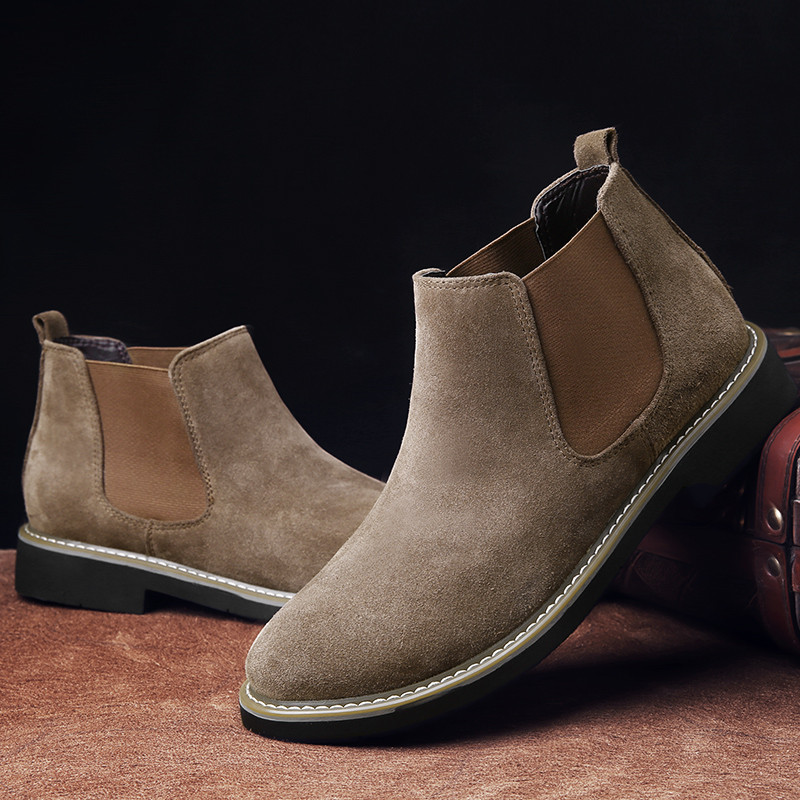 2023 Pantofi pentru bărbați din piele vintage gleznă cu vârf ascuțit, cusut manual, în aer liber, pentru nuntă, cizme chelsea, pantofi din piele intoarsa, cizme de bază pentru bărbați