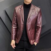 2023, noua toamnă, ocazional, de afaceri, jachetă de vânt cu guler cu rever, jachetă din piele artificială, pentru bărbați, subțire, de înaltă calitate, la modă, pentru bărbați.