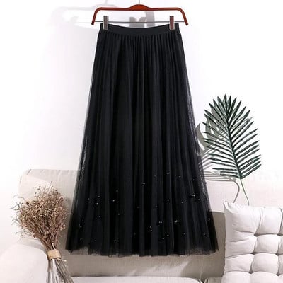 Dlhá sukňa kórejská móda Harajuku Kawaii Y2k Midi Maxi tylová sukňa jarná jeseň vysoký pás kórejská streetwear ružová čierna sukňa