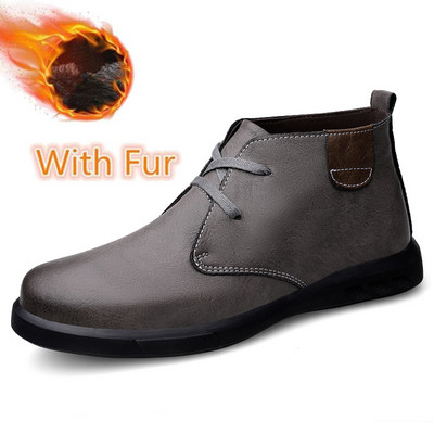 Pantofi de afaceri pentru bărbați în stil vintage Cizme de desert din piele naturală Botine pentru bărbați din piele naturală Cizme de iarnă calde de marcă de lux