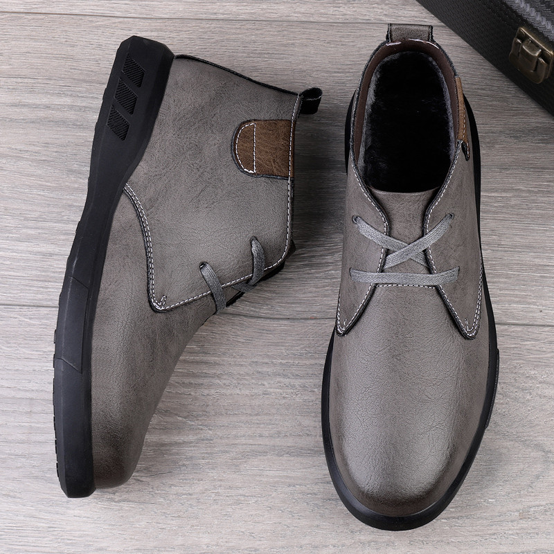 Pantofi de afaceri pentru bărbați în stil vintage Cizme de desert din piele naturală Botine pentru bărbați din piele naturală Cizme de iarnă calde de marcă de lux