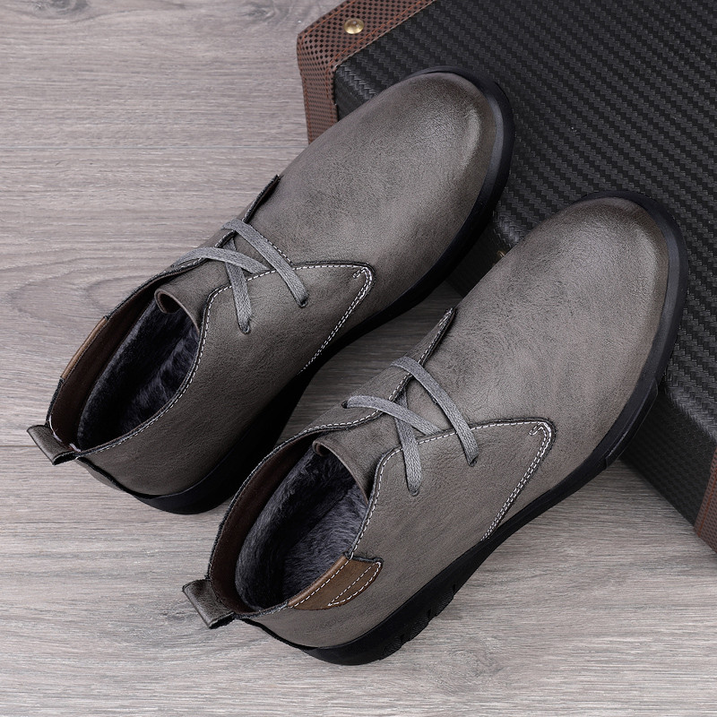 Pantofi de afaceri pentru bărbați în stil vintage Cizme de desert din piele naturală Botine pentru bărbați din piele naturală Cizme de iarnă calde de marcă de lux