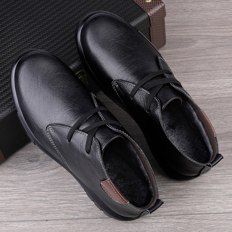 Pantofi de afaceri pentru bărbați în stil vintage Cizme de desert din piele naturală Botine pentru bărbați din piele naturală Cizme de iarnă calde de marcă de lux