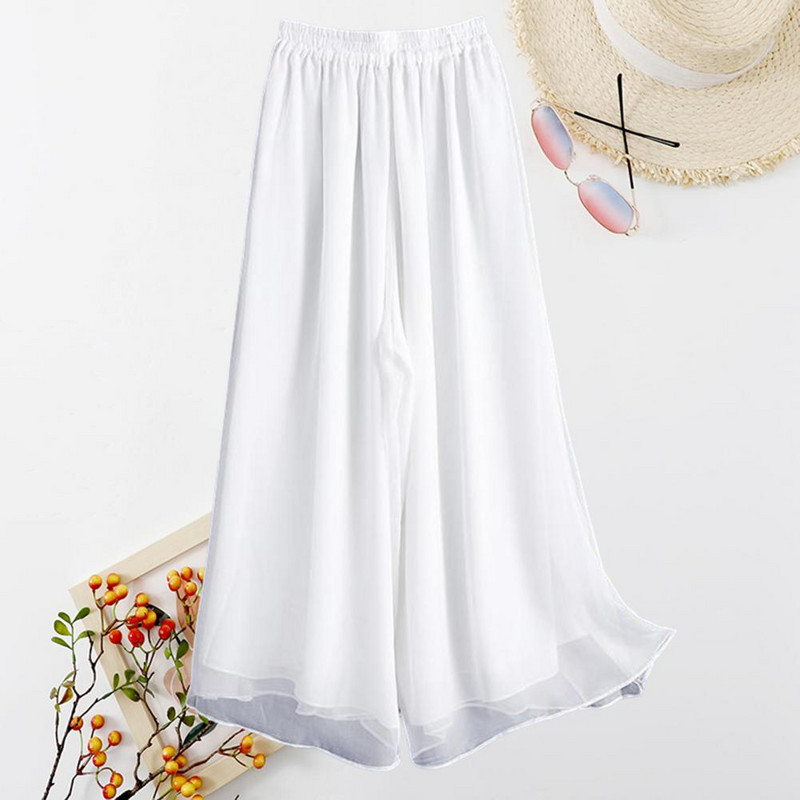 Imbracaminte pentru dans clasic chinezesc pentru femei Pantaloni eleganti pentru femei haine de practica Pantaloni etnici moderni cu talie elastica alb negru