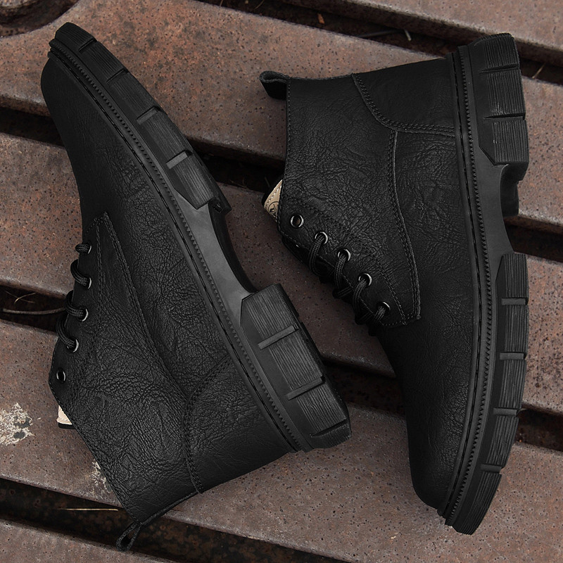 Pánske oxfordské topánky s vysokým topom, kožené pánske základné čižmy, vysoko kvalitné voľnočasové topánky, vysoko kvalitné pánske mäkké členkové turistické topánky