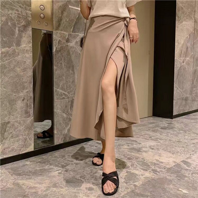 Ženske ljetne suknje na vezanje, tanke, jednodijelne, seksi, jednodijelne, midi korejske suknje visokog struka, ženske moderne, jednostavne, nove