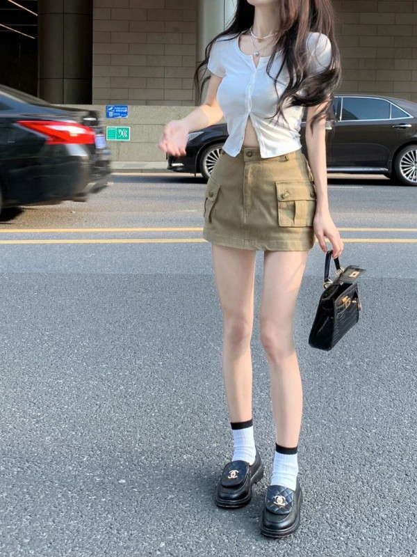 Dámske mini cargo sukne s vreckami, streetwear, leto 2022, nový prírastok, vysoký pás, áčkový strih, sexy, roztomilé, horúci výpredaj, Harajuku, retro, Ulzzang