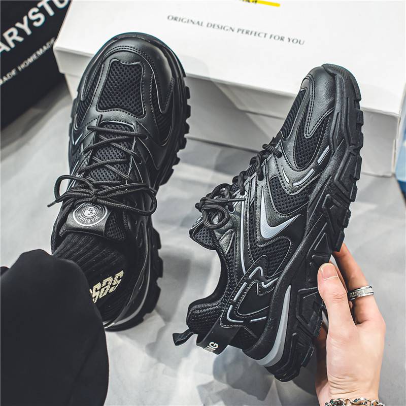 2023 Pevné šnurovacie párové sieťované priedušné topánky pre otcov, nízke, hrubé, spodné, ležérne, nové pánske topánky, športové bežecké topánky