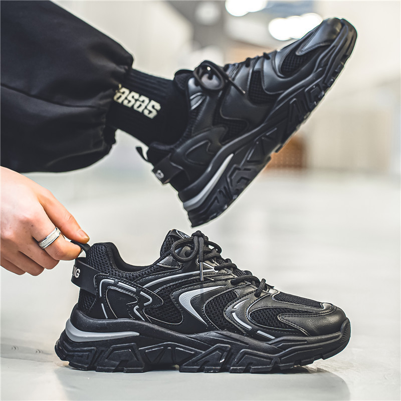 2023 Pevné šnurovacie párové sieťované priedušné topánky pre otcov, nízke, hrubé, spodné, ležérne, nové pánske topánky, športové bežecké topánky