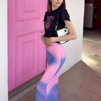 2022 Boho Casual Neon Tie Dye Print Bodycon Slim Fit Γυναικεία φούστα Κορεατική μόδα Kawaii Sweet Fairycore Festival Y2K Long Skirts