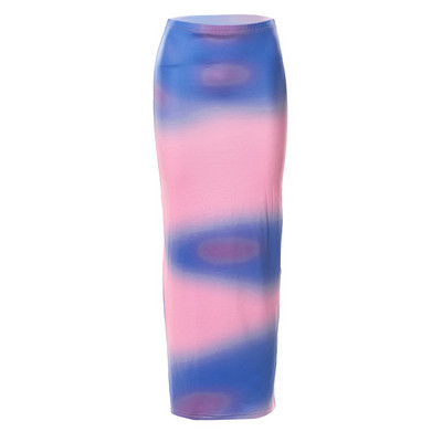 2022 Boho Casual Neon Tie Dye Print Bodycon Slim Fit Γυναικεία φούστα Κορεατική μόδα Kawaii Sweet Fairycore Festival Y2K Long Skirts