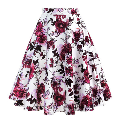 2023 m. naujiena Vasaros senovinis sijonas su gėlėmis 50-ųjų Pin Up Style Rockabilly Swing Sijonai Moteriški Retro aukšto juosmens vidutinio dydžio sijonai